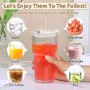 20oz Glass Cups with Lids and Straws,4PCS Ribbed Glass Tumbler with Straw and Lid,Reusable Iced Coffee Cups Drinking Glasses for Juice Whiskey Cocktail (EXP 11/27/36)