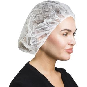 SAFEKO Unisex Polypropylene Bouffant Caps, 100 Count [WHITE | 21"]