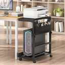 HOOBRO Computer Tower Stand, PC Stand with Charging Station, PC Tower Stand Height Adjustable Under Desk, Large CPU Holder Cart with Locking Casters & Storage Pockets, for Home Office, Bedroom BB72UCJ01