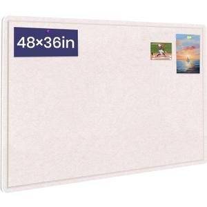 Large Bulletin Board, 48 X 36 inches Felt Board Notice Pin Board, 4' x 3'Cork Board Alternative for Wall, Self-Adhesive Vision Board Mood Board Foldable Photo Board with 30 Pushpin (Oatmeal)