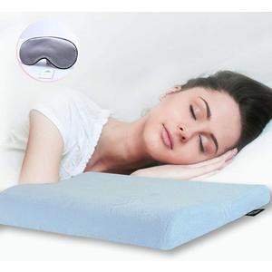 WOOLALA Ultra Thin Contour Memory Foam Pillow Bed Pillow for Sleeping and Neck Support with Removable Soft Pillow Cover (Blue)