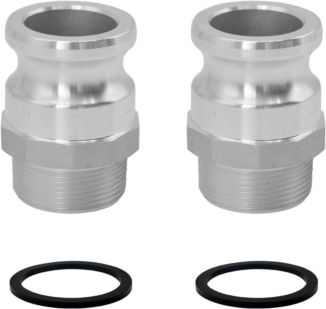 SAFBY 2 PCS Aluminum Global Type F Cam and Groove Hose Fitting, Plug x NPT Male with 2 PCS Camlock Gasket Fitting (1.5")