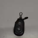 Car Key Cover Genuine Leather Car Key Fob Case for Universal Car Keys, Black Car Key Chain Keychain Holder Metal Hook and Keyring Zipper Bag for Remote Key Fob