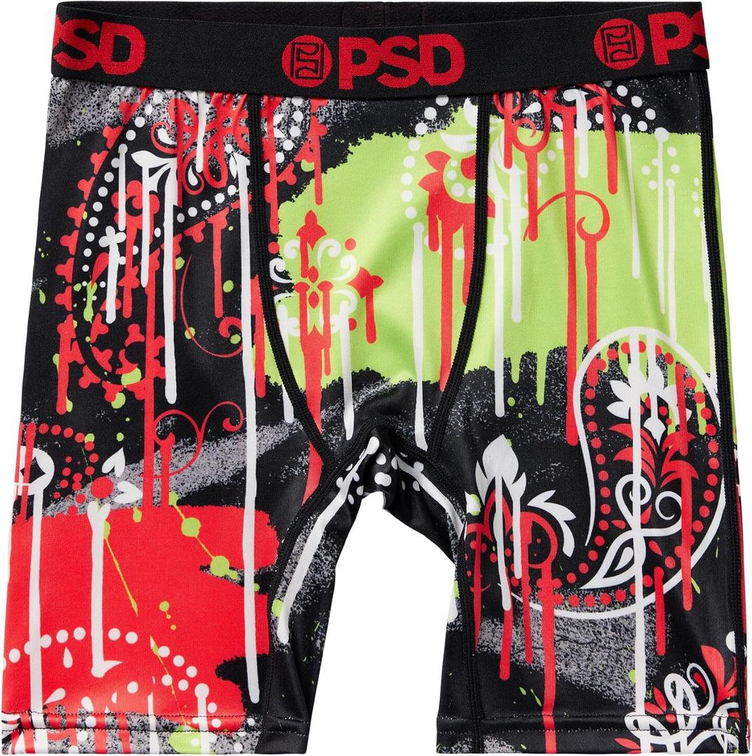 PSD Underwear Boys Boxer Briefs - Animal Print, Comfortable Active Underwear for Boys, Packs & Singles (Medium, Paisley Drip)