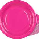 Breroa 72 Pieces 9 Inch Hot Pink Paper Plates Disposable Heavy Duty Paper Plates Decorative Dinner Dessert Plate Bulk for Parties, Holidays, Picnics