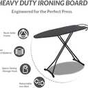 Ironing Board, Metal Mesh Panel Folding Iron Board with Retractable Iron Rest, Height Adjustable Iron Table with 4 Layered Cover & Pad, Heavy Duty & Large, 43"x13" Black