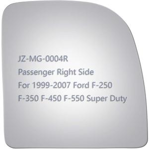 JZSUPER Upper Towing Mirror Glass fit for 99-07 Ford F250 F350 F450 F550 Super Duty Pickup Truck Passenger Right Side RH Flat Replacement Including Adhesive