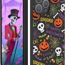 2 x Case for iPhone 13 Pro Max with Halloween Ghost Pumpkin Designed for iPhone 13 Pro Max Case,Black Matte Soft Slim Fit TPU Anti-Scratch Shockproof Protective Phone Cover 6.7 inch (pumpkin spider web)