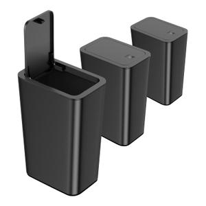 N. NETDOT 3 Pack 10 Liter Small Can with lid, 2.6 Gallon,Garbage Can Slim  Bin Waste Basket for Bathroom,Kitchen,Bedroom,Living Room,Office,Laundry - Black
