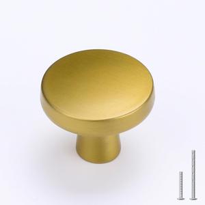goldenwarm 30 Pack Brushed Brass Cabinet Knobs for Modern Kitchen Hardware Handles Gold Round Drawer Knob for Closet Bifold Cabinets Pulls,1.27 Inch