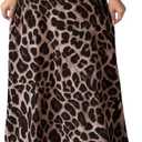Women's Cheetah Graphic Long Skirt Elastic Waisted Party Maxi Skirts (L)