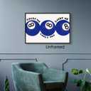 Blue 8 Ball Poster, Lucky Me Lucky You Lucky Us Quote Canvas Wall Art, Playful Billiards Balls Picture Print, Retro 8ball Pool Painting for Bar Cart Game Room Man Caves Wall 12x16in Unframed