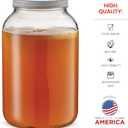 1 Gallon Glass Jar With Lid 2 Pack Large Glass Jar With Airtight Metal Lids - USDA Approved BPA-Free Dishwasher Safe, Wide Mouth Sun Tea Jar, Gallon Mason Jar for Storage, Fermenting, And Brewing