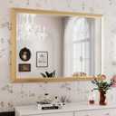 Bathroom Mirror for Wall, 50 X36 Inch (Brushed Gold Frame) | Thick Metal Framed, HD Reflection, Anti-Rust, Hang Horizontally/Vertically, Suitable for Bathroom, Farmhouse, Entryway