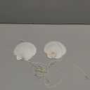 2 Pairs Seashell Bras with Cord - Hawaiian Party Mermaid Tops for Music Festivals, Halloween, Costume Events, Tropical-Themed Weddings, and Cosplay, Pearl White