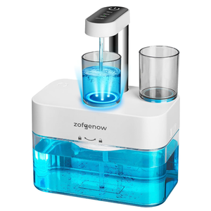 ZOFGENOW Upgraded Automatic Mouthwash Dispenser for Bathroom,Bathroom Accessories 17.6 FlOz Dispensers with Magnetic Cups,Adjustable Dispensing Levels, Suitable for All Age Groups,White