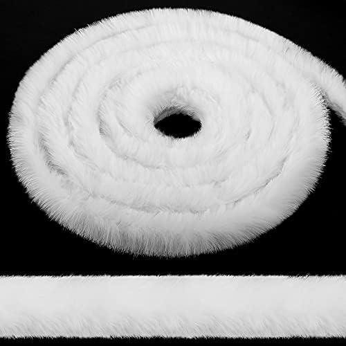 White Faux Fur Trim Ribbon Christmas Trimming Furry Ribbon Fur Garland Trim for Christmas Tree Garlands Party Decor Holiday Santa Costume DIY (1.18 Inch x 9.84 Yards)(0.98 Inch x 29.5 Feet)