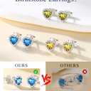 Suplight 925 Sterling Silver Birthstone Earrings Stud Round/Heart/Teardrop/Square Crystal Earrings for Women, Diamond Silver Earrings Dainty Gifts for Women Birthday Unique Minimalist Jewelry (style b-11. heart-November(Created Citrine))