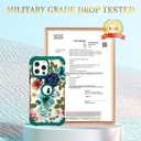 Hocase Heavy Duty Case for iPhone 13 Pro Max, Teal Flowers | Shockproof Protection Soft Silicone Rubber+Hard Plastic Bumpers Hybrid Protective Case for Women & Girls