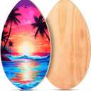 Soulchen Skimboard with High Gloss Clear Coat Wooden Skim Boards Beach Skimboards for Beginners, Teenagers, Adults and All Skimming, 35 Inch