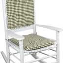 Klear Vu Porch Rocking Chair Cushion Set for Indoor and Outdoor Use, Assembled in The USA, Easy to Clean Stylish Seat and Back Pads with Fabric Ties, 20" x 17" x 2", Gingham Pine