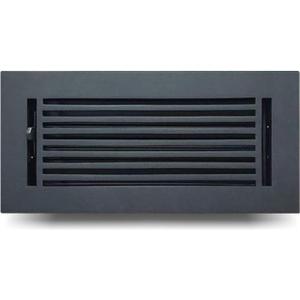 Prima Decorative Floor Register 4x10  Cast Aluminum Heavy-Duty Air Vent Cover  Matte Black  Walkable Design with Easy-Adjust Louvers  6x12 Faceplate, 5mm Thick  No Screw Holes