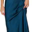 Summer Satin Strapless Backless Wedding Guest Midi Dress for Women Elegant Tube Top Sleeveless Tie Back Maxi Dresses (Teal, XL)