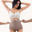 Sinniiby Waist Trainer for Women Tummy Control Zipper Body Shaper, High-Waisted Shapewear with Adjustable Fit for Workout & Daily Wear (Khaki, L) (Beige, L)
