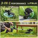 20V Cordless String Trimmer, Two 2.0Ah Battery Powered with Fast Charger, 12'' Grass Cutter with Auto Line Feed, 3-in-1 Electric Lawn Mower Grass Trimmer&Edger Lawn Tool with 8 Lines for Yard, Garden, Two Batteries