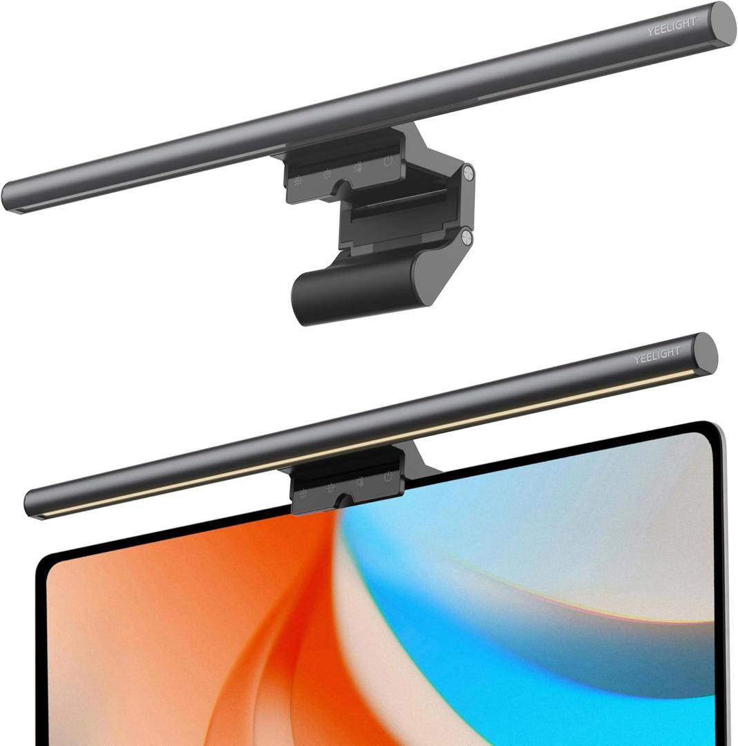 YEELIGHT Monitor Light Bar, Computer Monitor Lamp for Home Office Gaming, 250LM No Glare Eye-Care LED Screen Bar, Touch Control USB Reading Desk Lamp with Stepless Dimming for Flat & Curved Monitor (Dark Gray)