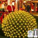 DBFAIRY 5 x 5Ft Christmas Net Lights Battery Powered 100 LED Bushes Net Lights with Remote Timer Dimmable Outdoor Net Light Waterproof for Xmas Tree Wall Ceiling Outside Decorations(Warm White) (2700K)