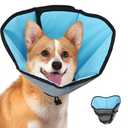 Soft Dog Cone Collar After Surgery: Long Alternative Comfortable Comfy Fabric Recovery Shame Elizabethan Stop Licking Small Medium Large Dogs (Blue, L)