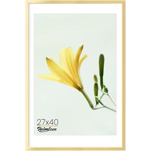 27x40 Matel Picture Frames, Large 27x40 Poster Frames for Wall, Versatile Wall Display Frames with Mat for 24x36 Photos for Home, Room, Office, Attached Hanging Hardware - 1Pack, Gold (Gold-1P)