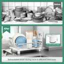MOUKABAL Dish Drying Rack, Dish Rack, Stainless Steel Dish Racks for Kitchen Counter, Dish Drainer with Removable Utensil Holder, Drainboard (White,Stainless Steel,13''W x 17''L)