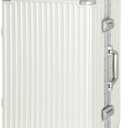 AnyZip Luggage Aluminum Frame Suitcase PC ABS Hard Shell TSA Lock No Zipper 24In White