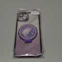 Glitter Kickstand Case for iPhone 15 Plus, Luxury Bling Sparkly Diamond Rhinestone with Camera Protector Liquid Flowing Ring Stand TPU Bumper Women Girls Case for iPhone 15 Plus 6.7" (Purple)
