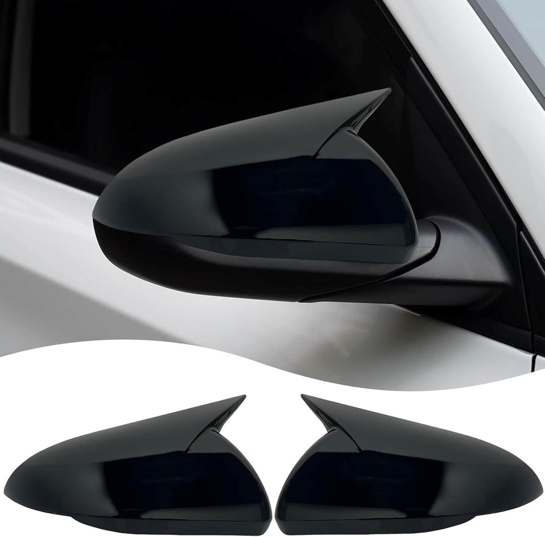 Rear View Mirror Cover, for Hyundai Elantra 2017 2018 2019 2020 - Bright Black Turn Signal Housing Cover Accessories(Without Turn Signal Cutout)