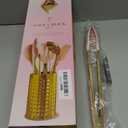 Paris Hilton Kitchen Set Tool Crock with Silicone Cooking Utensils, Stainless Steel Whisk and Ladle, Pink and Gold