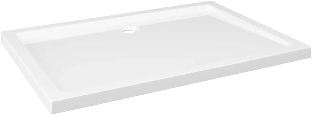 vidaXL Rectangular ABS Shower Base Tray Home Indoor Bathroom Hardware Fixture Plumbing Low Threshold Shower Tray Bath Base White 39.4"