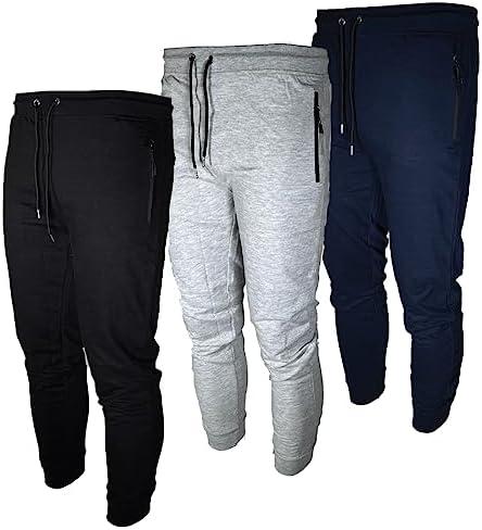 BROOKLYN VERTICAL Mens 2 Pack Fleece Active Jogger Sweatpants with Zipper Pocket and Drawstring Size Large
