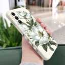 for Samsung Galaxy A15 5G Case Creative Flower Pattern Slim Liquid Silicone Cell Phone Protective for Galaxy A15 5G Cover-Cotton White