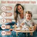 Kids Drum Set - Montessori Toys for 2 Year Old Boy Girl Birthday Gifts, 11 in 1 Wooden Musical Instruments for Toddlers 2-3, Musical Activity Table Preschool Learning Toys for Baby 18+ Months, Small