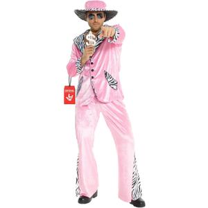 Morph Pink Pimp Costume For Men, 70s Pimp Suit Costumes, Men's Pimp Costume (Medium)