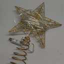 JOIEDOMI 9.5inch Metal Beaded Christmas Star Tree Topper, 20LED Warm White Lights Golden Tree Topper, USB Powered Remote Control for Christmas Tree Decorations Home Holiday Party Indoor Decor