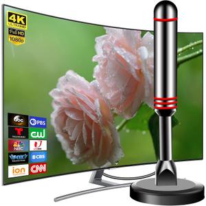 Digital TV Antenna for Smart TV Indoor, 2026 HDTV Antenna with Strong Magnetic Base,360&Long Range Reception Indoor Antenna for Local Channels, Easy Setup Antennas Without Cable (5.5 in)