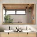48"x30" Bathroom Mirror with Natural Wood Frame for Wall, Large Rectangle Vanity Mirror Rustic Farmhouse Decor Mirror, Anti-Rust Explosion-Proof, Hangs Horizontally or Vertically, Solid
