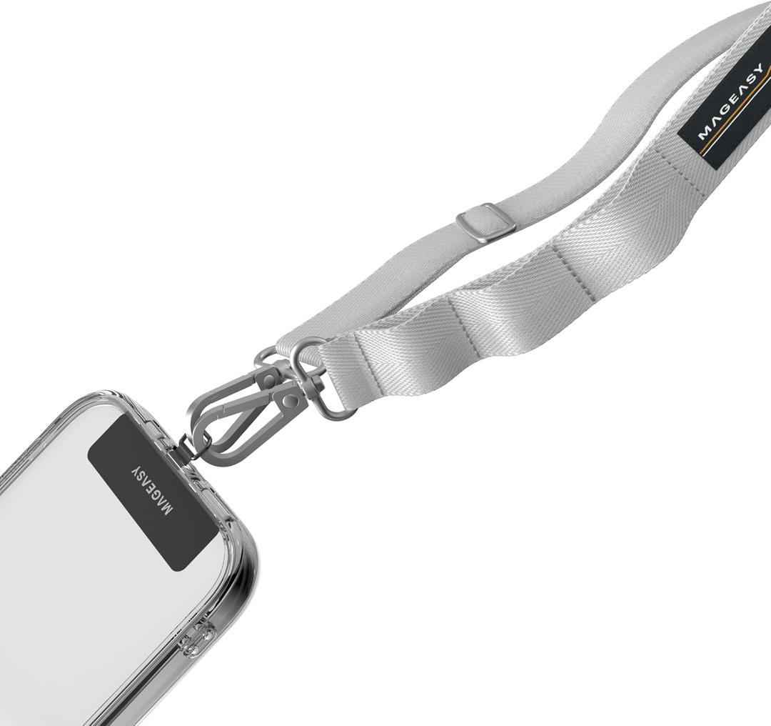 MAGEASY Universal Cell Phone Lanyard Crossbody - Anti-Theft Crossbody Phone Strap for iPhone 16 Pro Max & Most Smartphones, for Men & Women | 20mm (Galaxy Gray)