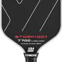 Pickleball Paddle with T700 Raw Carbon Fiber Surface & 16mm STR-Core Power Polymer Core, Premium Pickle Ball Racket Designed for Ultimate Spin & Consistency, USAPA Approved (Pure Black)