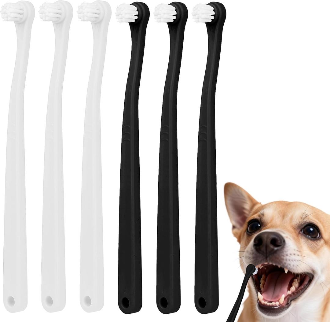 6 Pcs Puppy Tooth Brushing Kit, Dog Toothbrush Small Cat Toothbrushes Kit Mini Head Soft Nylon Bristles Portable Pet Tooth Brush Travel-Friendly Puppy Dog Deep Clean Toothbrush for Small Dogs Cats