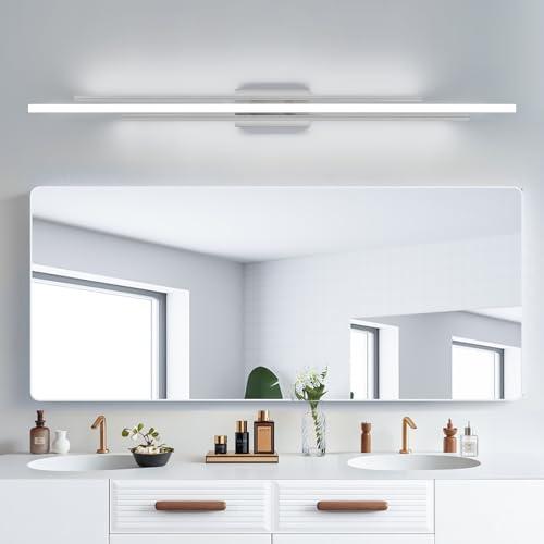 55 Inches Nickel LED Modern Bathroom Vanity Light Fixtures Dimmable 5CCT Vanity Light Bar Over Mirror 3-Light Wall Light for Bathroom Over Mirror Picture Light